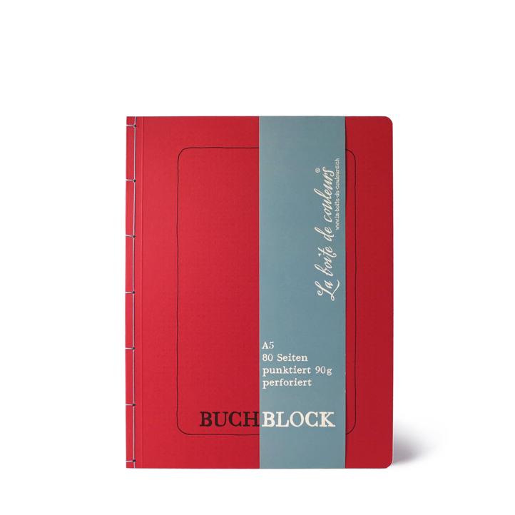 Buchblock mit Perforation ROT/meerblau – A5