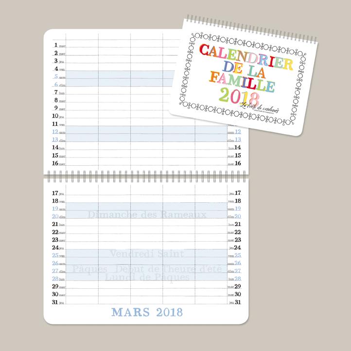 Familienkalender 2018 5-Spalten französisch