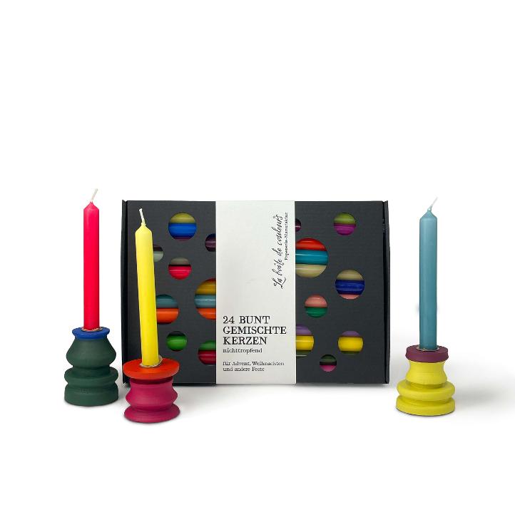 24 bunt gemischte Baumkerzen