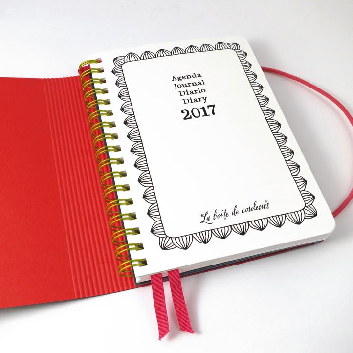 Agenda 2017 A6 mit Kartoneinband NACHTBLAU – ROSENROT - 1