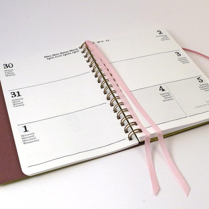 Agenda 2026 A6 mit Kartoneinband Aubergine – Limone - 1