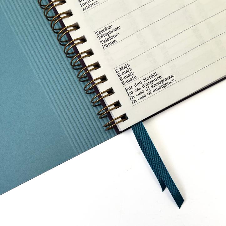 Agenda 2026 A6 mit Kartoneinband Aubergine – Limone - 0