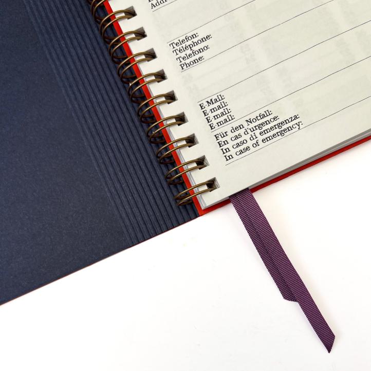 Agenda 2026 A6 mit Kartoneinband Rot – Dunkeltürkis - 0