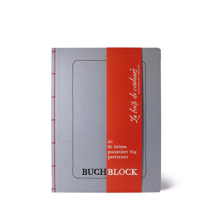 Buchblock mit Perforation LILA/orange – A5