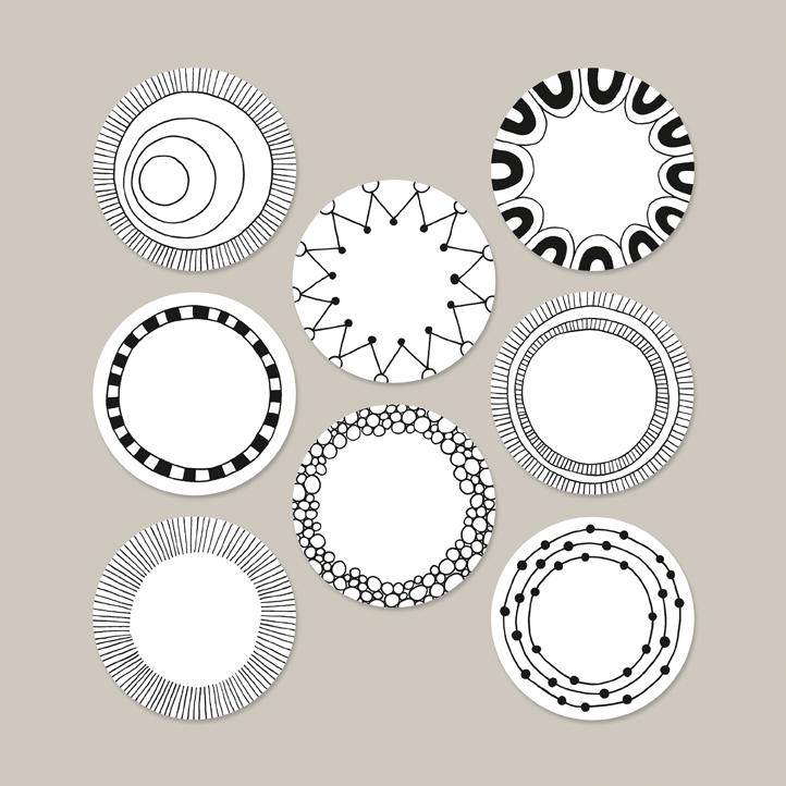 Etiketten linear schwarz/weiss - 0