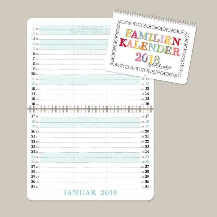 Familienkalender 18 3 Spalten 3063 Familienkalender Kalender La Boite De Couleurs