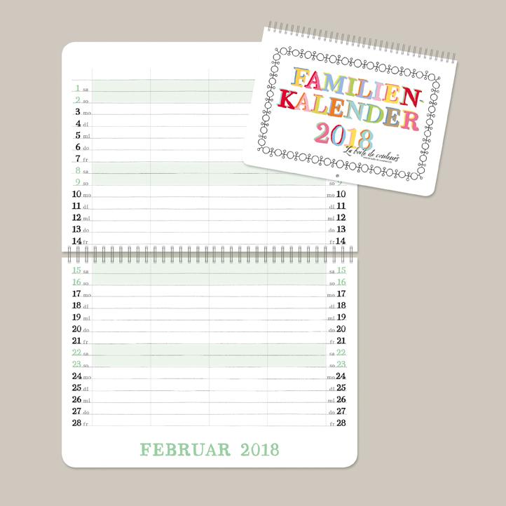 Familienkalender 18 4 Spalten 3062 Familienkalender Kalender La Boite De Couleurs