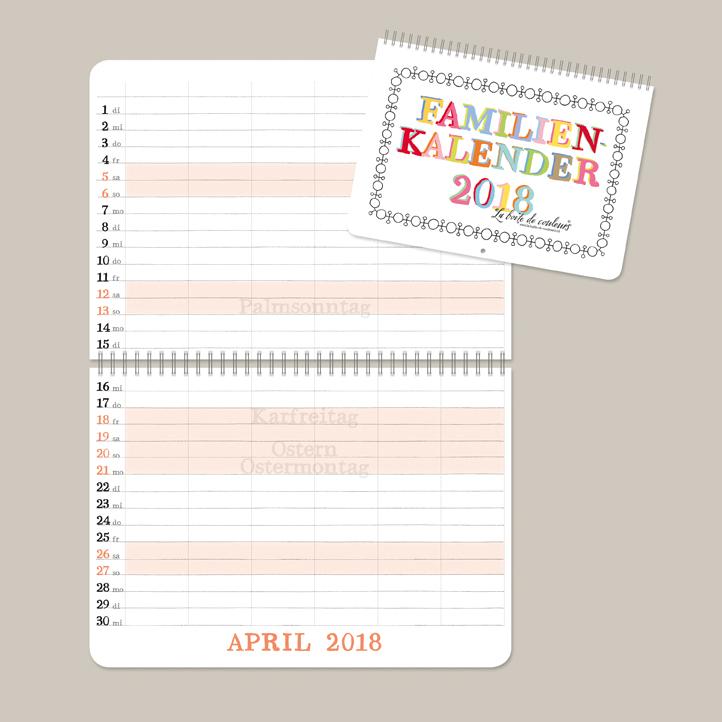 Familienkalender 18 6 Spalten 3060 Familienkalender Kalender La Boite De Couleurs
