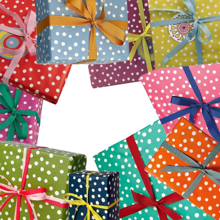 Seidenpapier 10 Farben gemischt auf einer Rolle mit Punkte